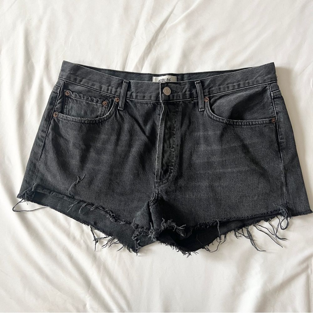 Agolde Parker Vintage Cut Off Shorts Womens Size 30 Grey Washed Black Jean